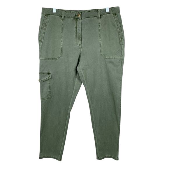 New J Jill Cargo Pants Washed Green Stretchy Women's 14P Petite - Picture 1 of 10